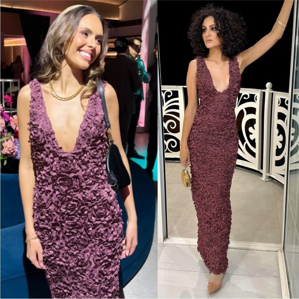 House of CB Mauve Textured Maxi Dress